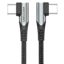 Cable usb 2.0 tipo-c 90º vention tanhd/ usb tipo-c macho - usb tipo-c macho/ hasta 100w/ 480mbps/ 50cm/ gris